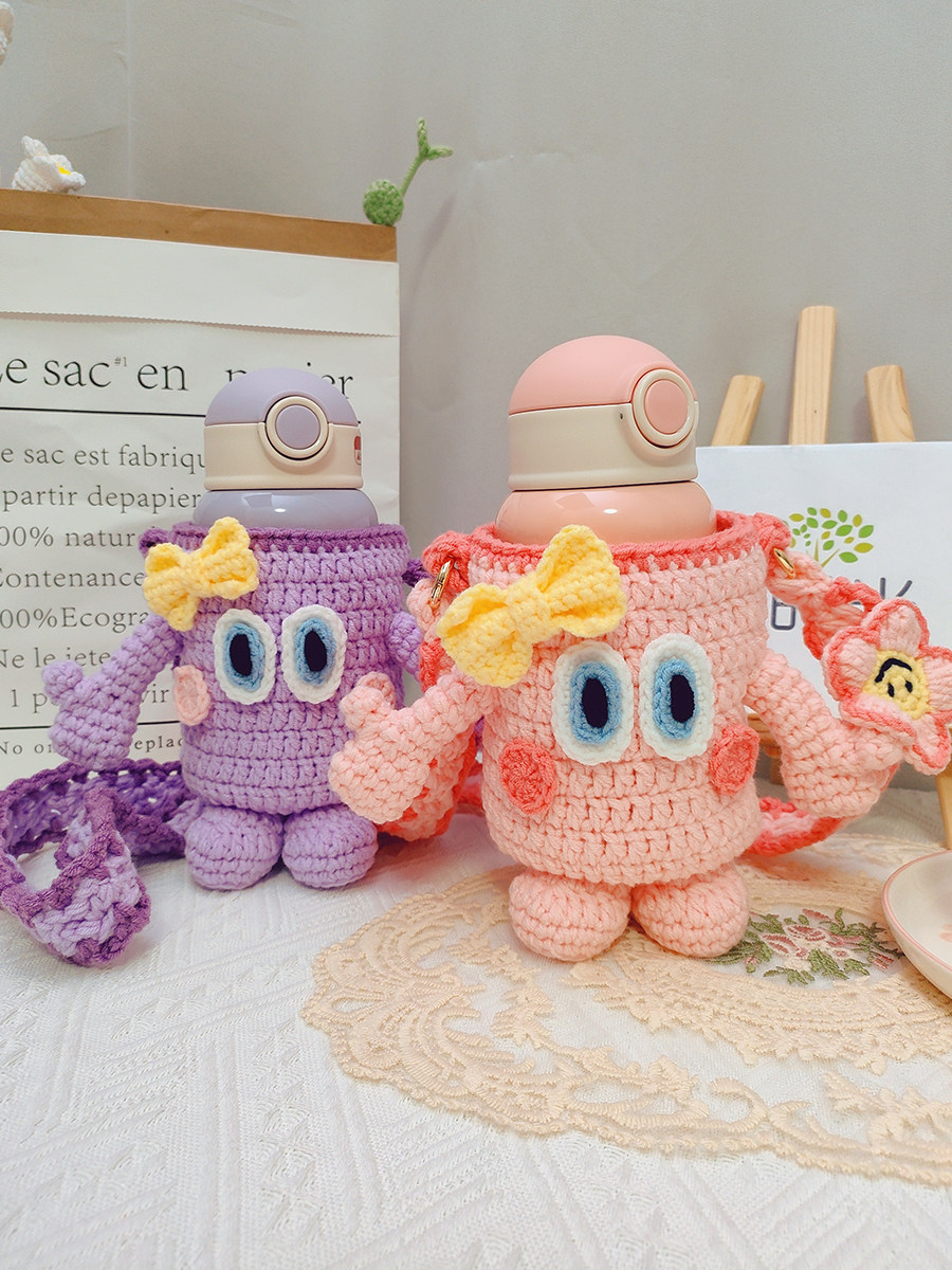 DIY HAND-WOVEN BAG WATER CUP SET DIAGONAL HANDBAG WOOL MOBILE PHONE BAG COIN PURSE LIPSTICK CUTE SMALL BAG