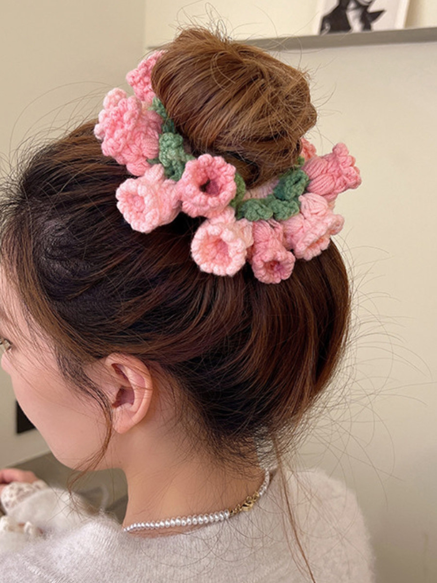 DIY HAND-WOVEN LILY-OF-THE-VALLEY HAIR RING HEAD ROPE WOOL MATERIAL PACKAGE CROCHET HOMEMADE HAIR ACCESSORIES AS GIFTS FOR GIRLFRIENDS