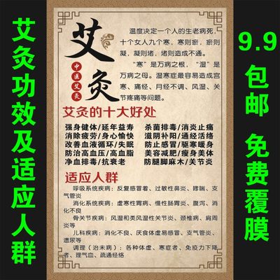 中医艾灸广告宣传画美容院经络挂图养生会所拔罐刮痧穴位功效海报