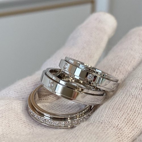 高版纯银时来运转戒指情侣镶钻双圈满天星转动对戒指环不掉色过敏