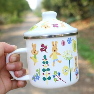 加厚双料搪瓷杯经典怀旧搪瓷盖杯口杯水杯茶杯搪瓷缸子奶杯随手杯