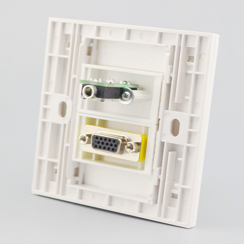 86型VGA直插+3.5mm耳机音频直插面板 单孔耳机音频多媒体墙壁面板