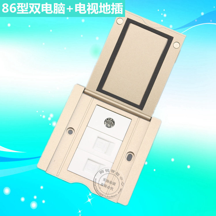 86型防水地插 双CAT5E电脑带TV有线电视地插 网线电视全铜地插