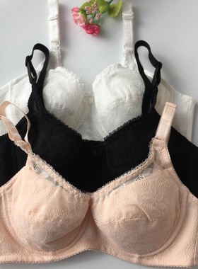 夏季新纯棉软钢圈无海绵超薄聚拢上托调整型文胸BC杯黑色白色