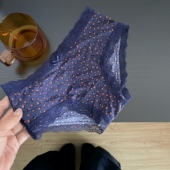 女士内裤 pink 内裤 性感波点冰丝蕾丝边中低腰内裤 girl 2025新款