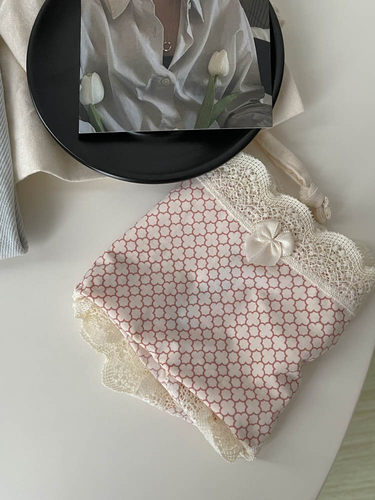 波点花色冰丝包臀蝴蝶结女士内裤