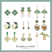 森系古绿色耳环合集925银针莫兰迪小众设计高级感多款 可选甜可盐