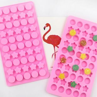 50连圆形五角星硅胶模具巧克力QQ糖果滴胶饼干模果冻布丁辅食模具