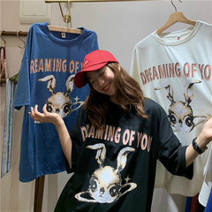 Real shot net red new cartoon printed short sleeve t-shirt female student Korean loose cotton