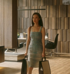 The golden age of Zhu Suo Suo Ni's same suspender dress high waist slim skirt denim skirt spring