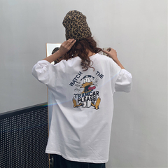 Real shot cotton European T-shirt women's short sleeve summer loose lower garment missing middle length