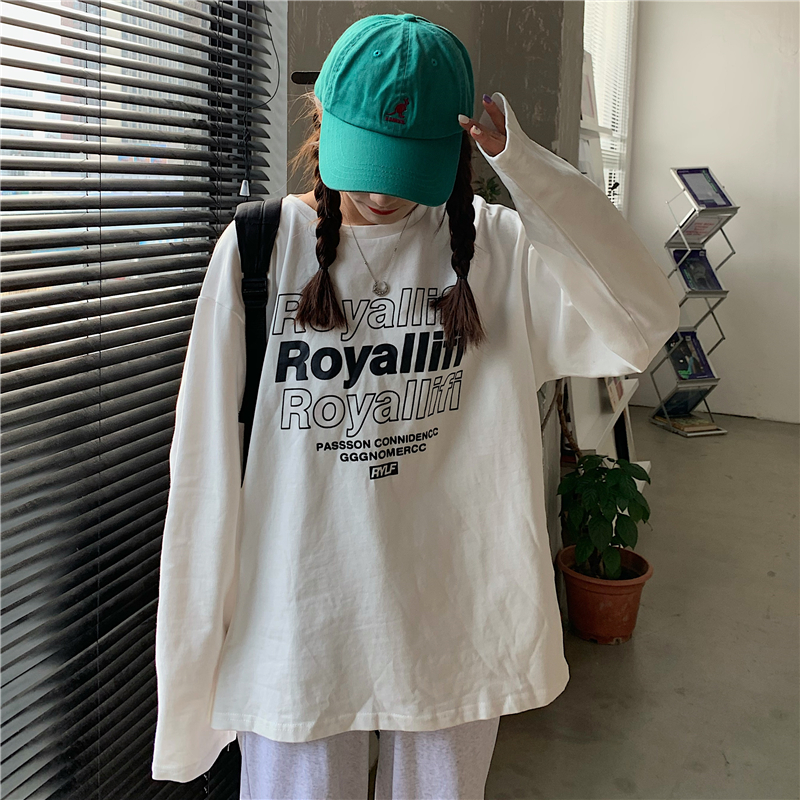 Real shot round neck long sleeve sweater t-shirt female 6535 fish scale