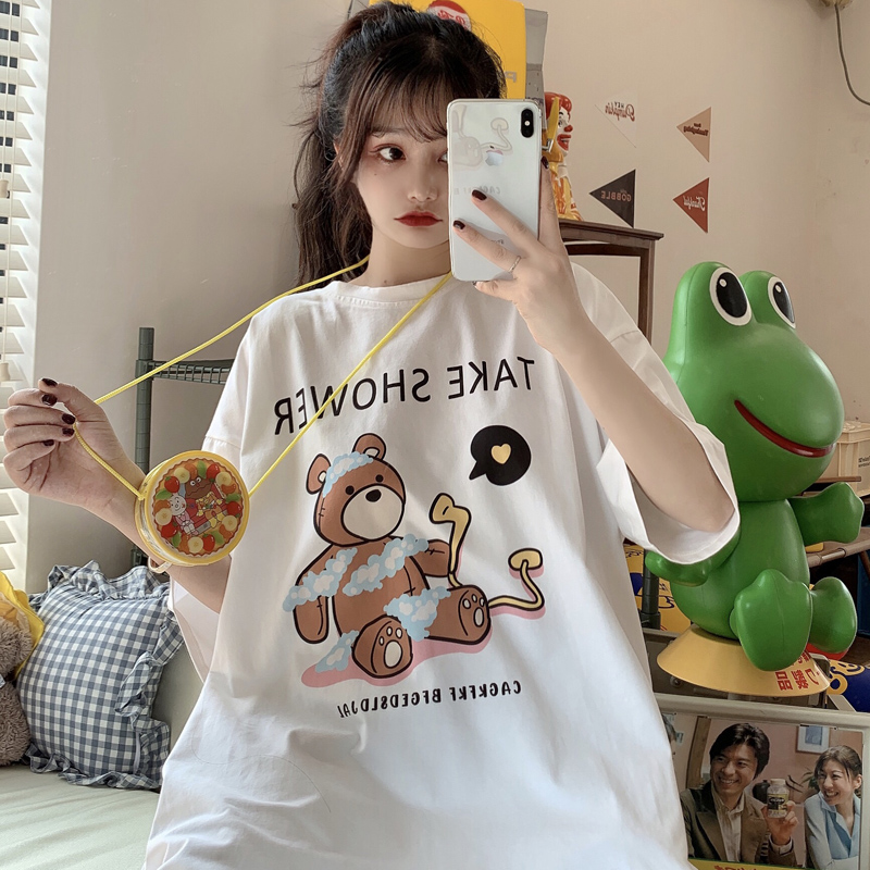 Real shot of bear short sleeve T-shirt