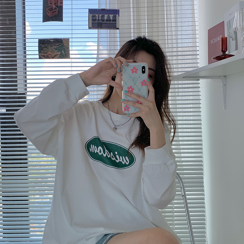 Real Korean loose thin long sleeve versatile round neck sweater