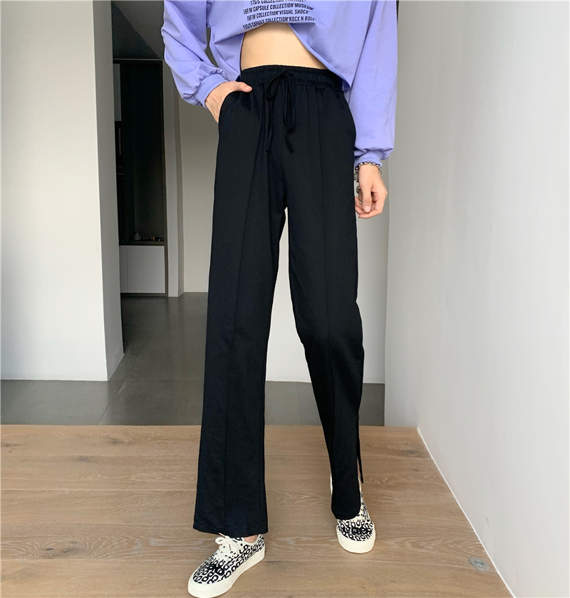 Real shot wide leg loose falling feeling Plaid casual pants