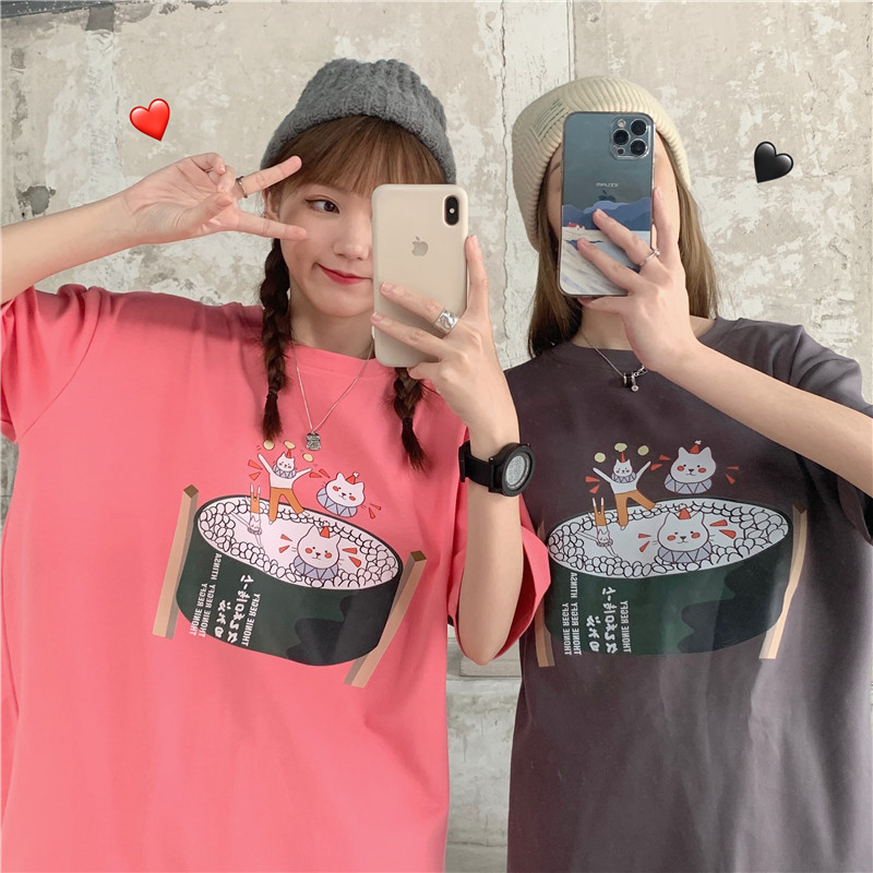 Real shooting summer T-shirt loose short sleeve Korean half sleeve fashion