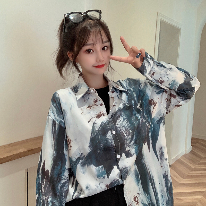 Real shot polyester fiber design sense minority long sleeve shirt French blouse