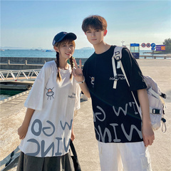 實拍情侶短袖T恤男女夏裝新款學生港風半袖上衣