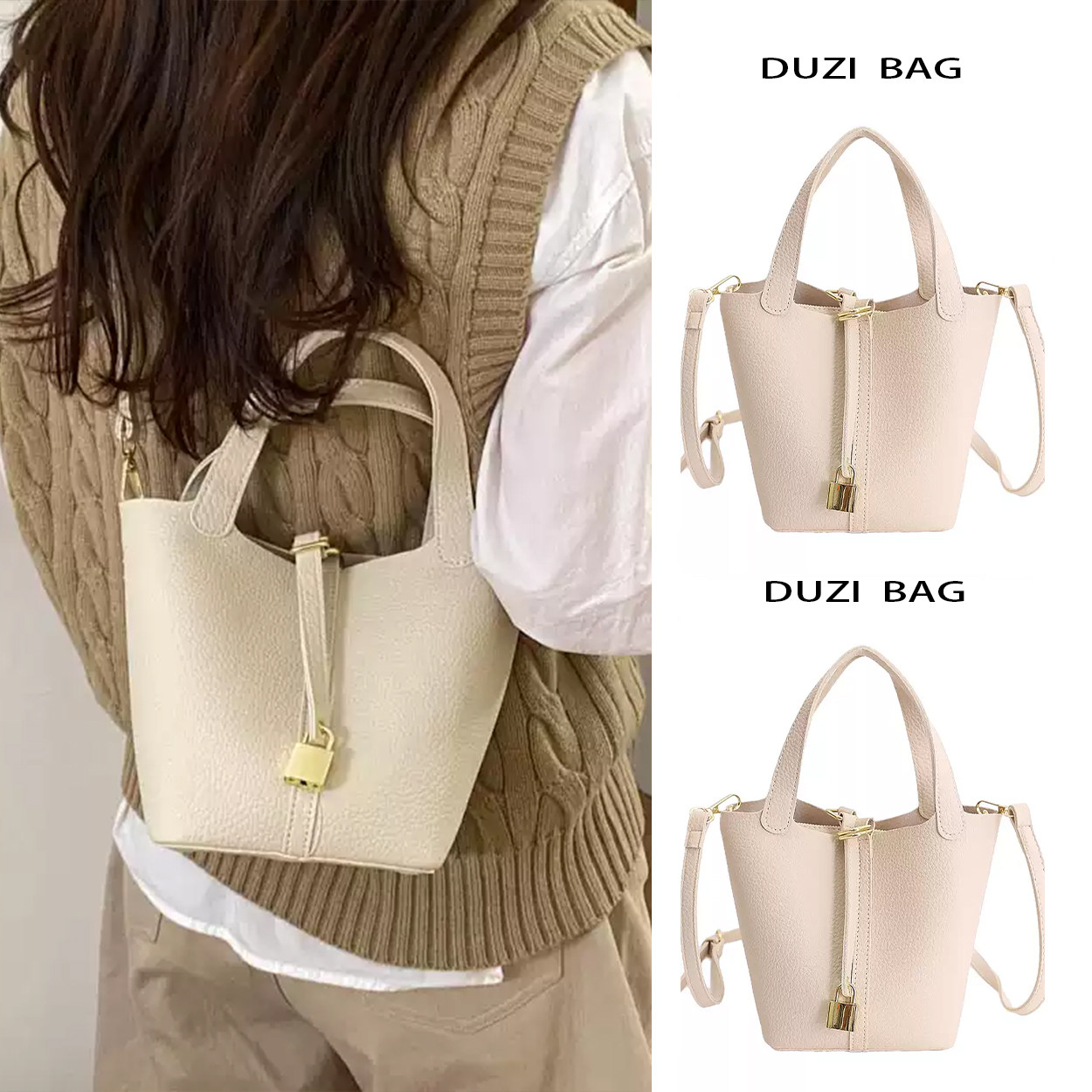 韩国新款女大容量复古水桶包斜挎包包包2026简约菜篮子手提潮单肩,箱包皮具/热销女包/男包,水桶包,淘宝优惠券,粉丝福利购,淘宝优惠卷