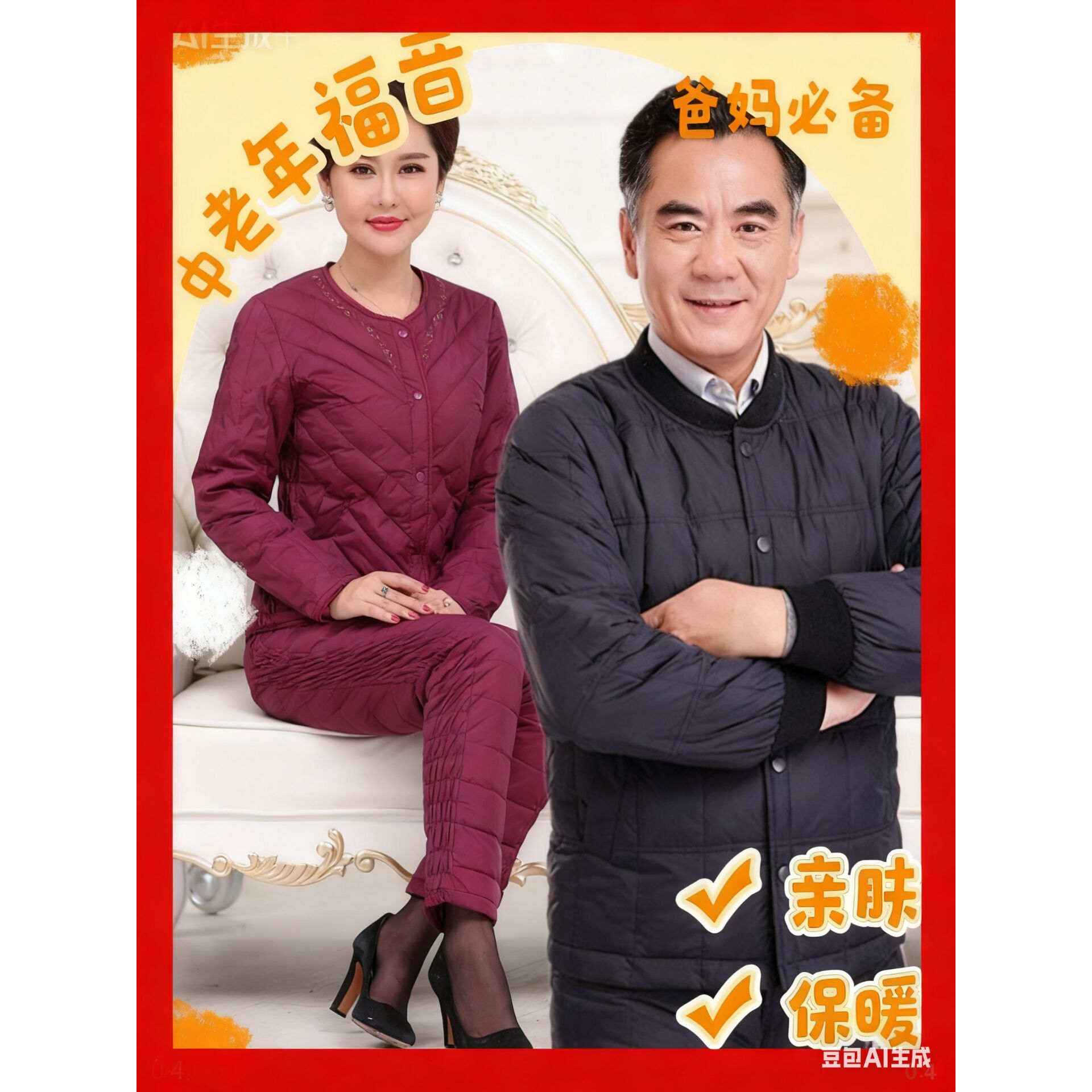 中老年男女士羽绒服内胆保暖内衣套装白鸭绒加厚大码老人爸爸妈妈