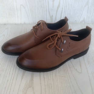 微瑕疵慎拍39/41码商务风真皮男鞋春秋系带休闲皮鞋圆头低帮鞋
