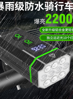 步睿特自行车骑行前灯远近光可充电防雨带充电宝功能山地车单车