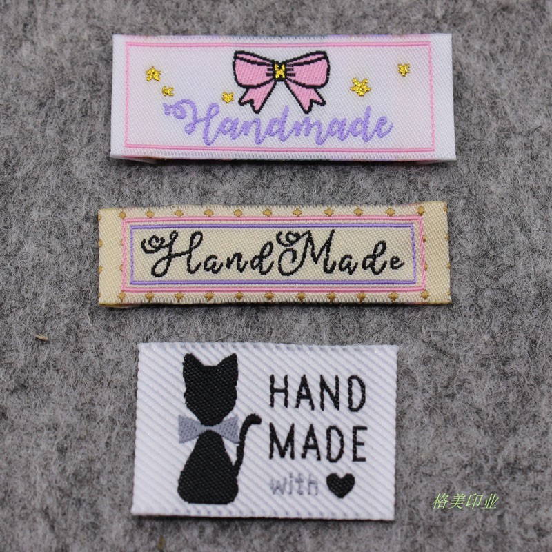 handmade领标彩色织标手工品布标