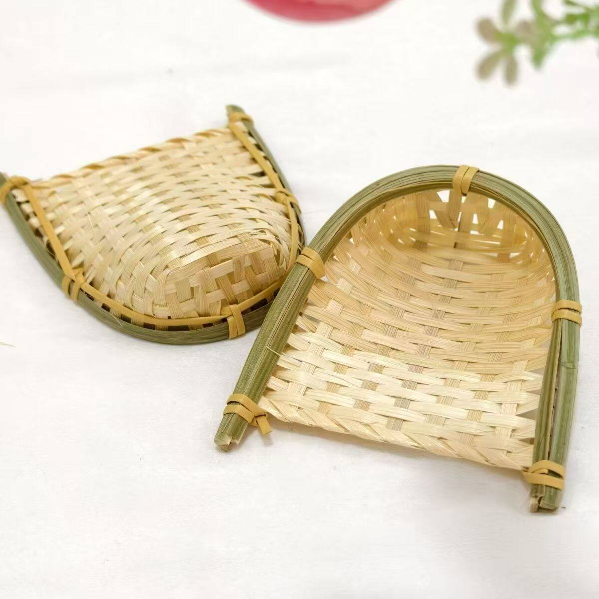 手工簸箕竹编制品端午节日挂件竹篮收纳家用点心装饰筲箕农家编织