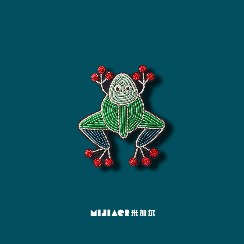小跳蛙情侣饰品印度丝手工制作徽章刺绣胸针网红别针固定衣服配饰