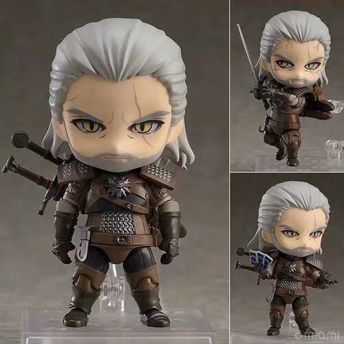 Q版粘土人 巫师 狂猎 907# 杰洛特 白狼 Geralt 可动换脸游戏公仔