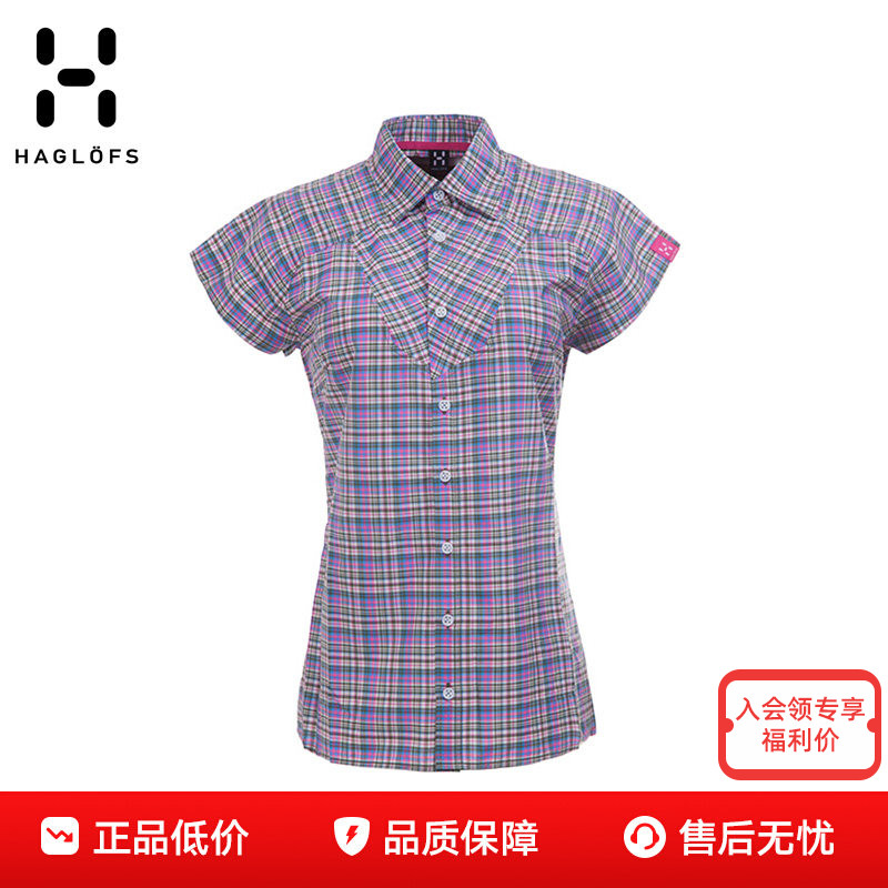 火柴棍Haglofs户外女款格子运动舒适透气翻领短袖衬衫602487图片