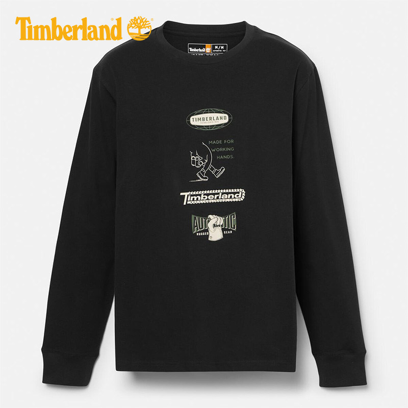 Timberland添柏岚男女户外情侣舒适棉质透气休闲圆领长袖T恤A43E5