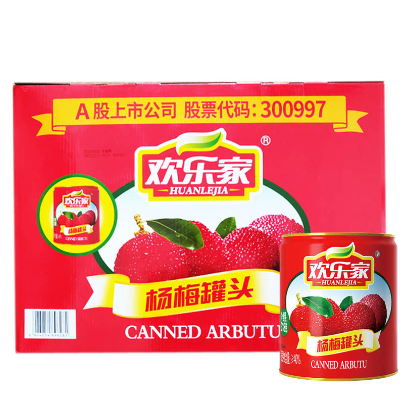 欢乐家糖水杨梅优你乐杨梅罐头水果饮料果肉食品12罐1箱
