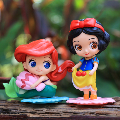 Q版迪士尼公主 白雪美人鱼爱丽丝景品烘培装饰摆件甜心女孩子礼物