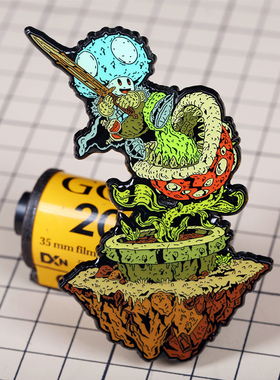 潮设会自制 超级马里奥食人花胸针 金属徽章ins饰品 冰箱贴魔术贴