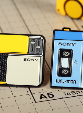 潮设会自制 SONY金属徽章胸针Walkman别针ins饰品 复古潮流冰箱