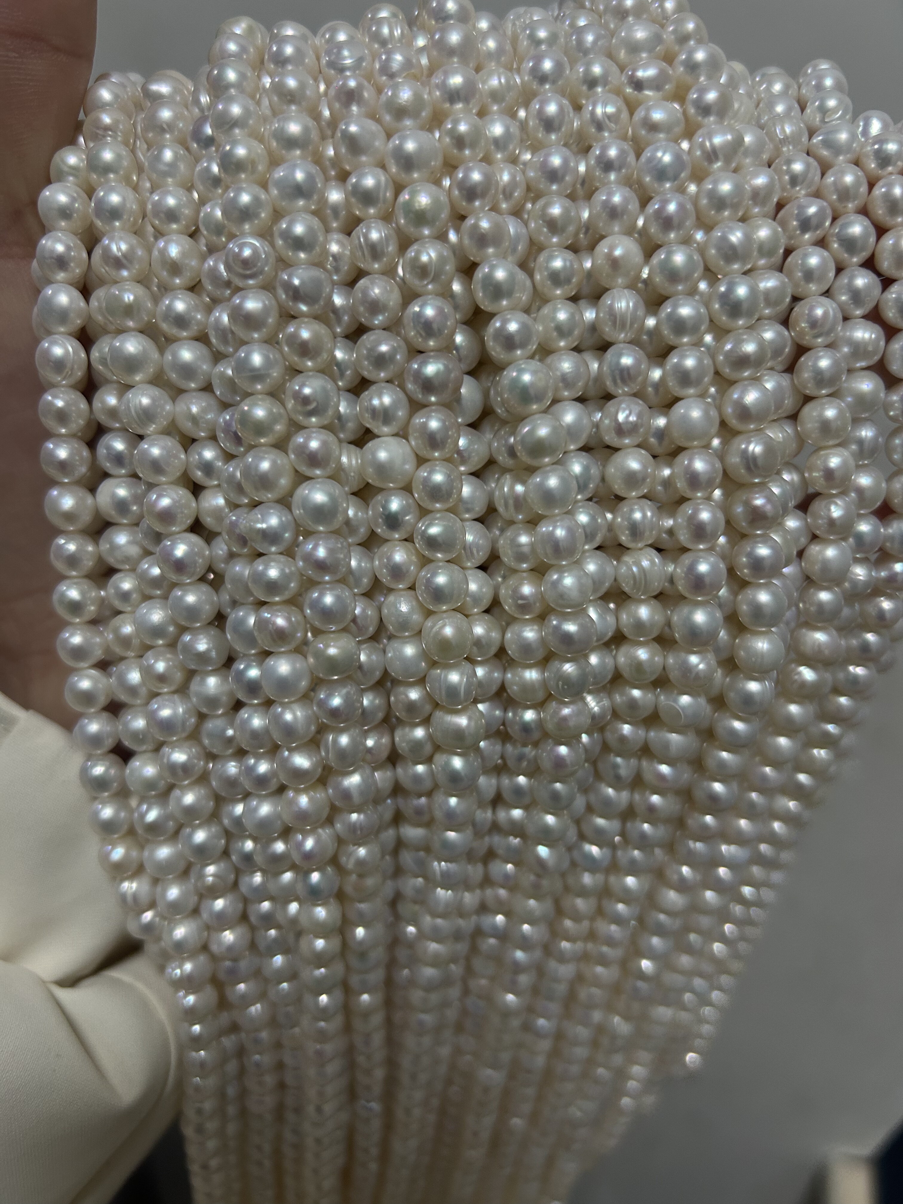 白色6-7mm 轻纹圆珠极强光天然淡水珍珠diy半成品项链手链