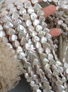 12-13mm蓝光爱心淡水天然有核巴洛克串珠半成品项链38颗左右38cm