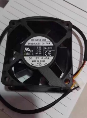 EFS-06E12D-AF08 全新HXRR 12V 0.60A 60*25MM 3线机箱散热风扇