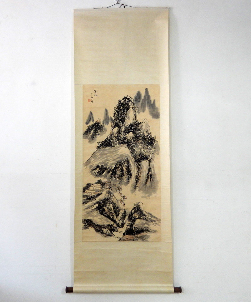 字画收藏高仿黄宾虹纯手绘国画真迹四尺竖幅仿古山水已装裱卷轴