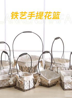 铁艺花篮客厅伴手榴莲田园风带