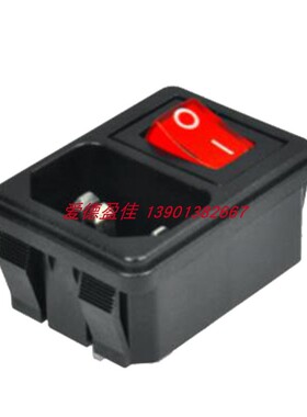 台湾【宏聚】电源插座4脚红色220V开关二合一AC插座S-03-12S