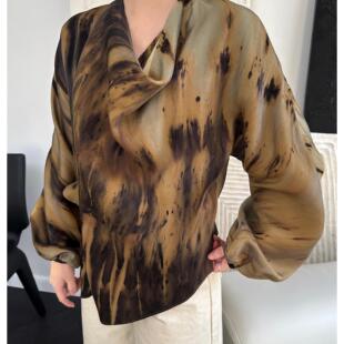 艺术系印花小众多穿法气质蝙蝠袖扎染渐变色上衣 TIANCOCO