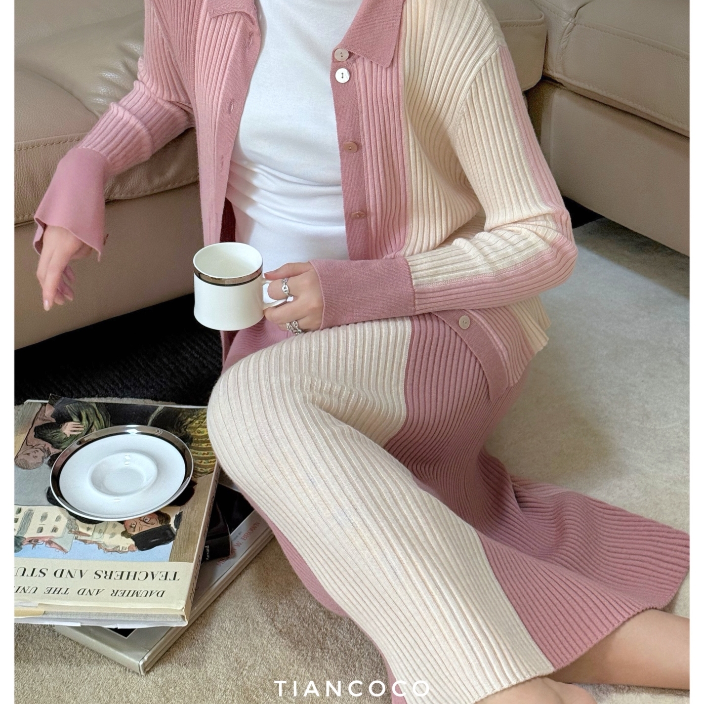 撞色羊毛时尚针织套装 Biella Yarn德国扬子纱线