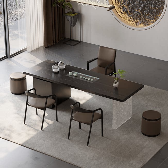 轻奢新中式简约风实木茶桌新款高端家用茶台大板茶桌禅意茶室茶台