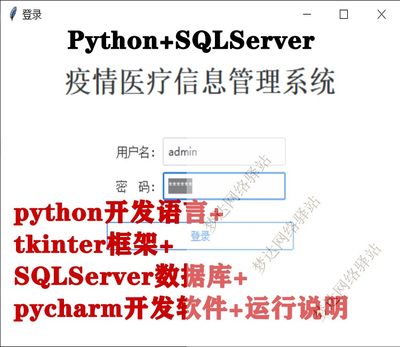 Python+tkinter+SQLServer实现疫情医疗信息管理系统数据库+运行