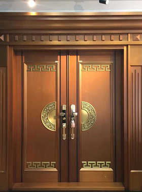 别墅大门入户门纯铜进户铜门农村自建别墅新中式双开门甲级铜门