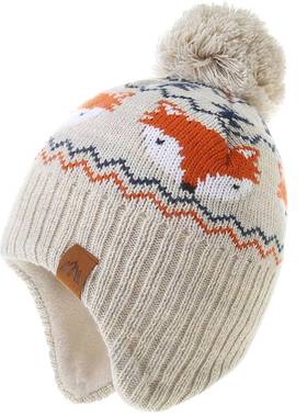 Moonkitty秋冬季男女童帽子保暖护耳防风加绒加厚针织卡通可爱