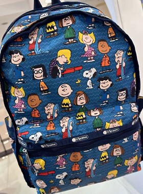 日系卡通史努比snoppy双肩包大容量双层印花背包学生书包少女心