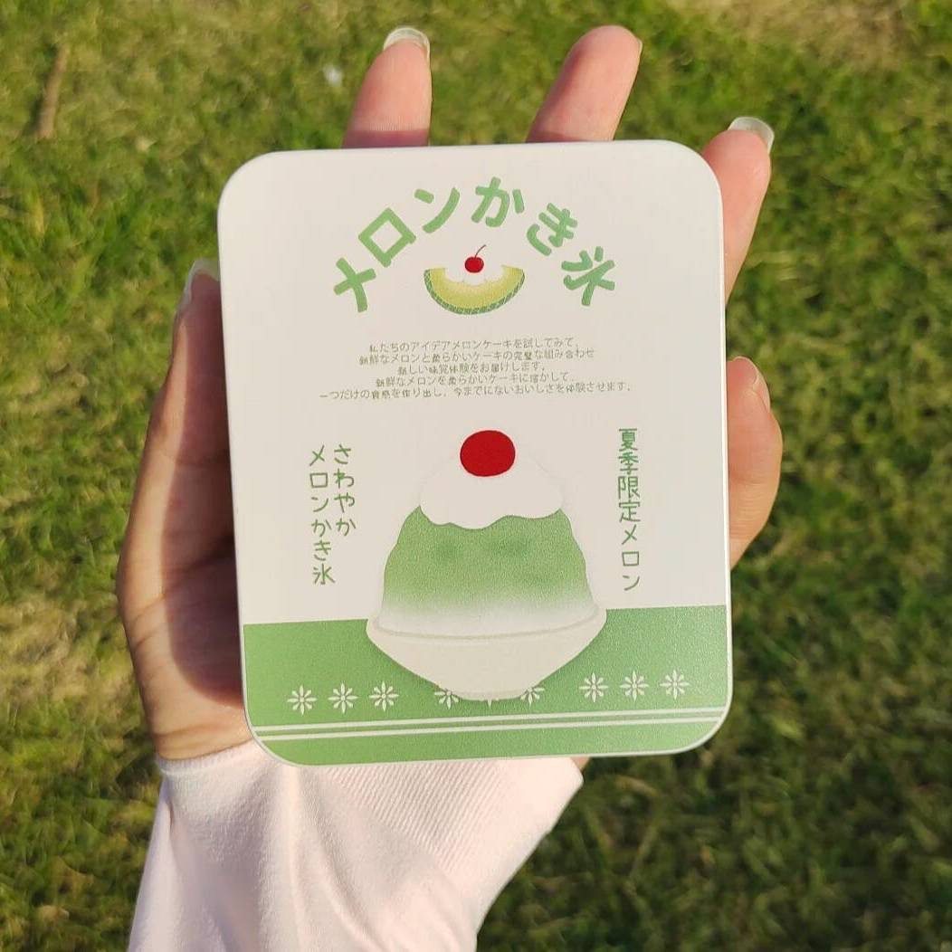 日系抹茶蛋糕翻盖铁盒高颜值可爱ins收纳盒贴纸小卡学生桌面整理